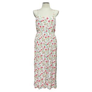 Lucky Brand Floral Print Maxi Sundress White Pink Blue Green XL